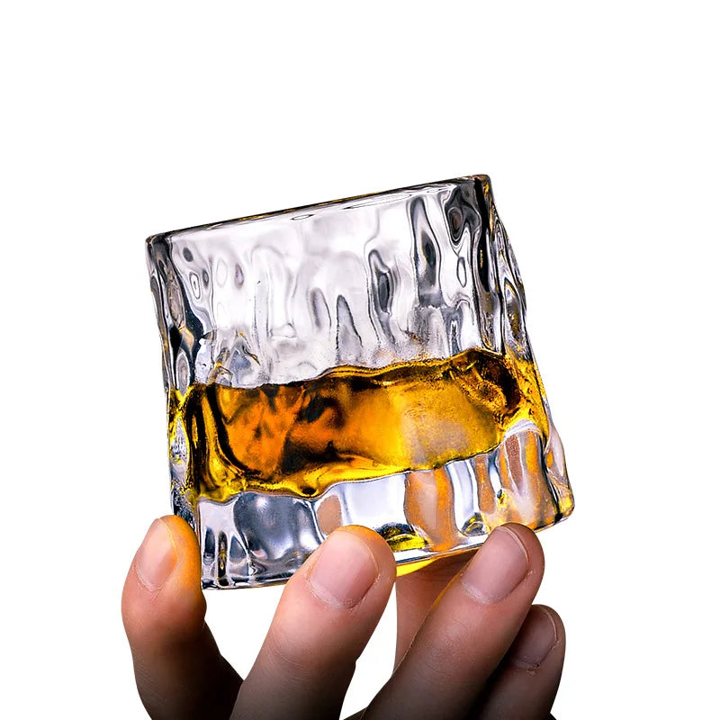 Thickened rotating crystal glass wine glass ins wind Nordic whisky glass creative personality foreign wine tumbler cup