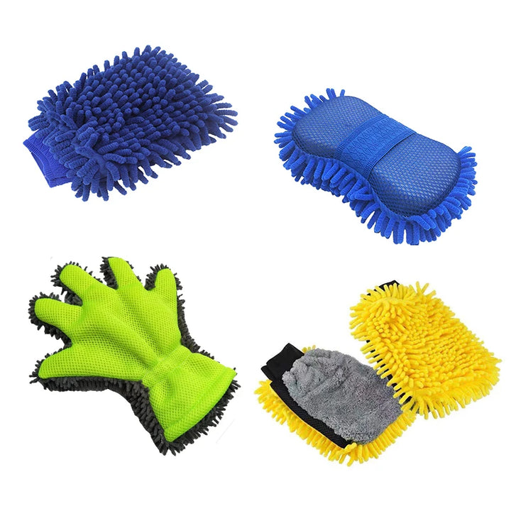 Microfiber Chenille Car Wash Gloves Scratch-Free Double-Sided Coral Velvet Sponge for Auto Cleaning Detailing Tool