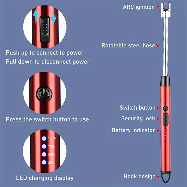 4PC USB Rechargeable Arc Lighters – 360° Flameless Windproof for Candles, BBQ & Camping