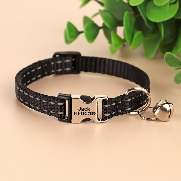 Personalized Cat Collar – Adjustable with Bell & Engraved ID Tag