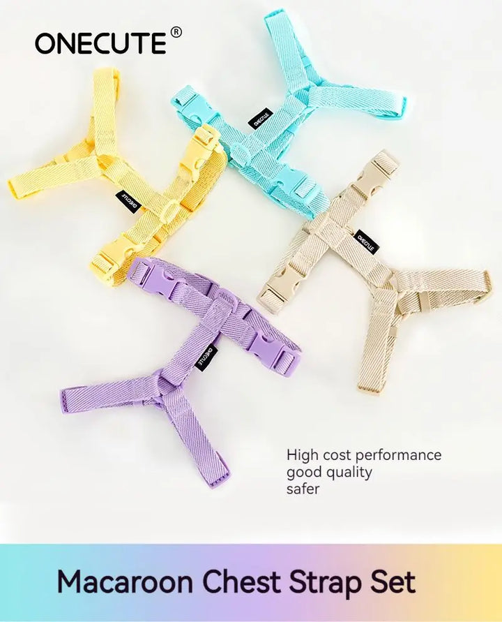 Adjustable Pet Harness Set – Reflective Macaron Style for Small Dogs & Cats