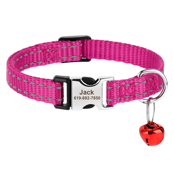 Personalized Cat Collar – Adjustable with Bell & Engraved ID Tag