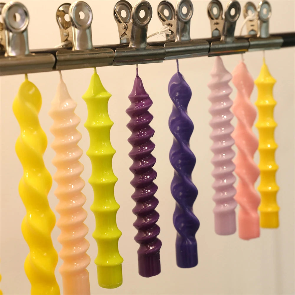 Twisted Spiral Taper Candle Mold Silicone Non-Stick Flexible DIY Aromatic Handmade Candle Making Supplies Room Decor