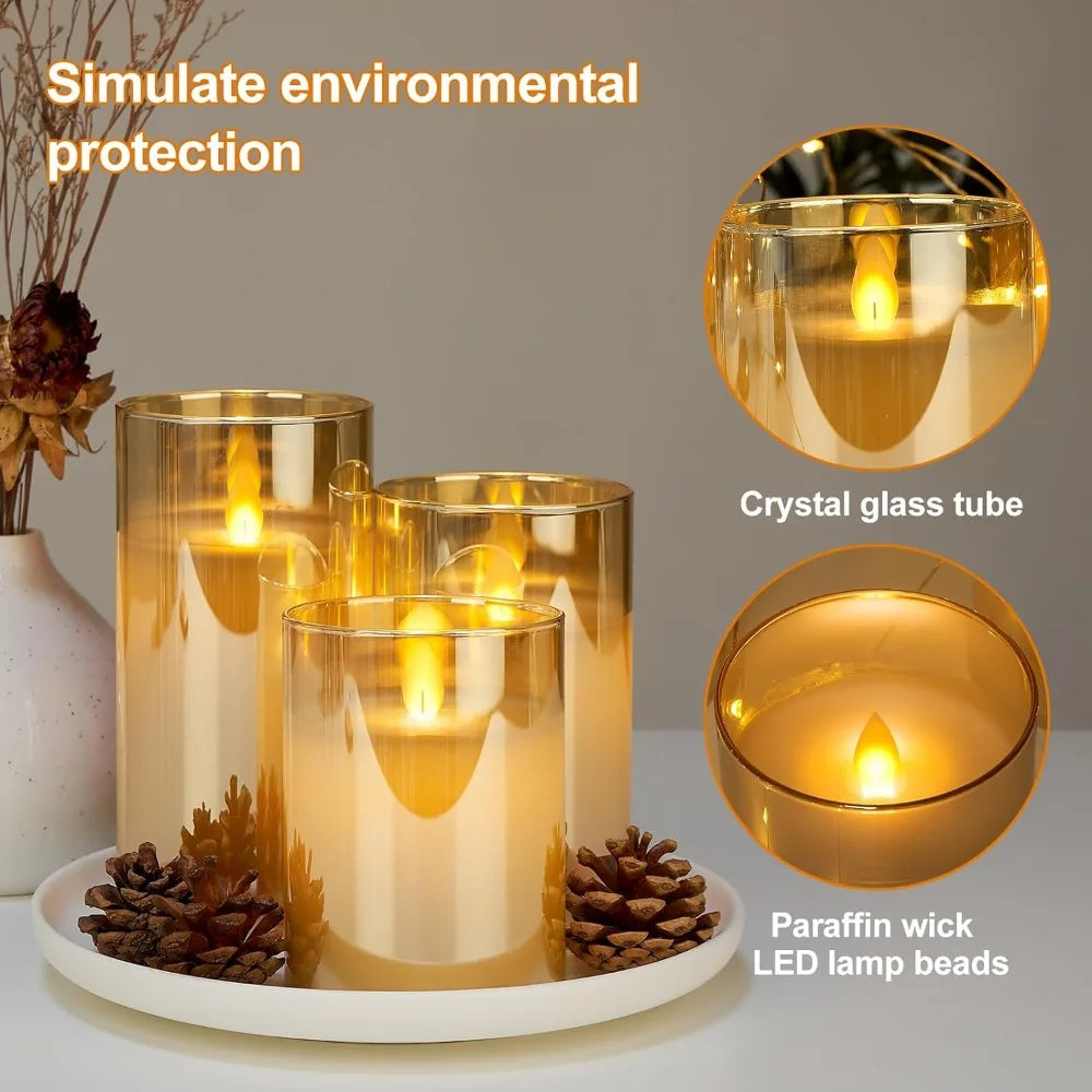 LED Acrylic Candle Set – Remote-Controlled Flameless Lights with Timer for Christmas & Weddings