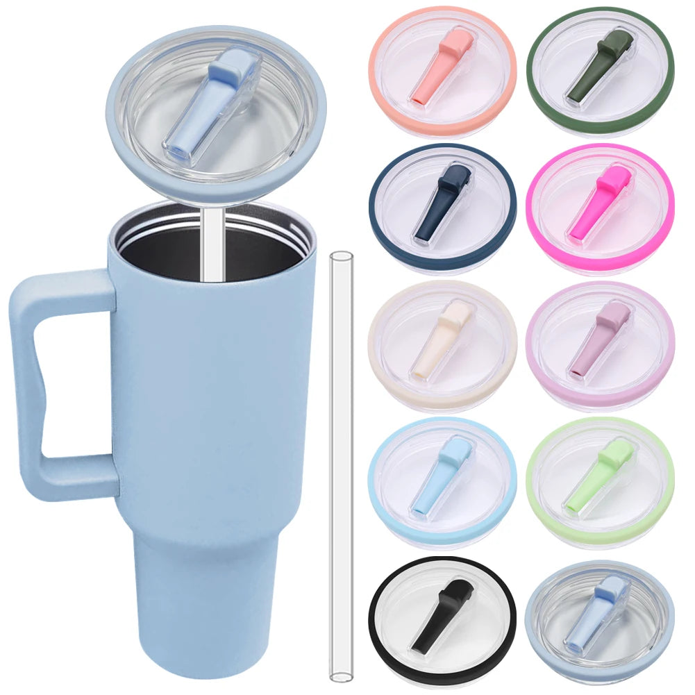40Oz Tumbler Replacement Lid Flip Straw Spill Proof Resistant BPA Free Reusable Spray Proof Cover for Stanley Cug
