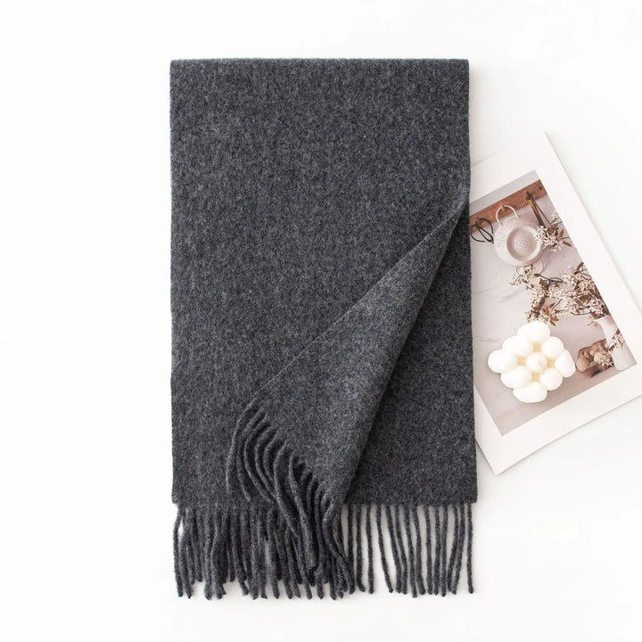 Ladies 100% Pure Wool Scarf Versatile Simple Design Warm Solid Color Shawl for Autumn Winter Commute