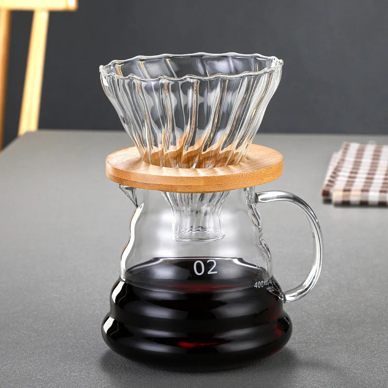 Heat Resistant Clear Glass Coffee Pot 360/600/800ml with Lid Pour over Espresso Maker Sharing Kettle Espresso Maker Accessories