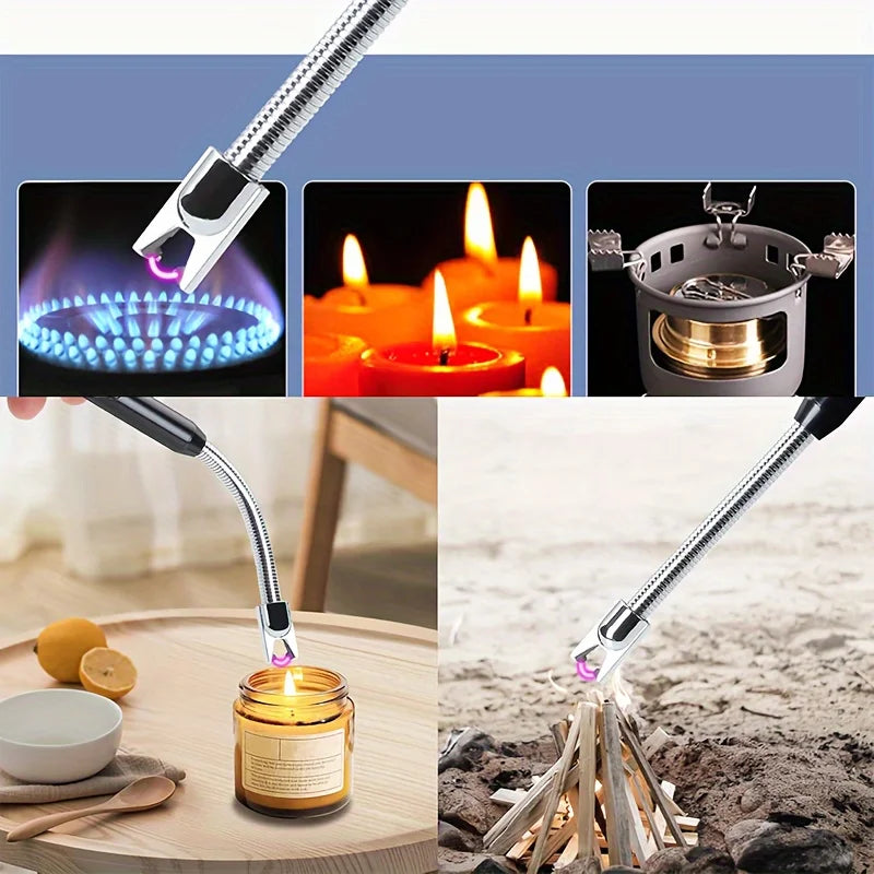 4PC USB Rechargeable Arc Lighters – 360° Flameless Windproof for Candles, BBQ & Camping