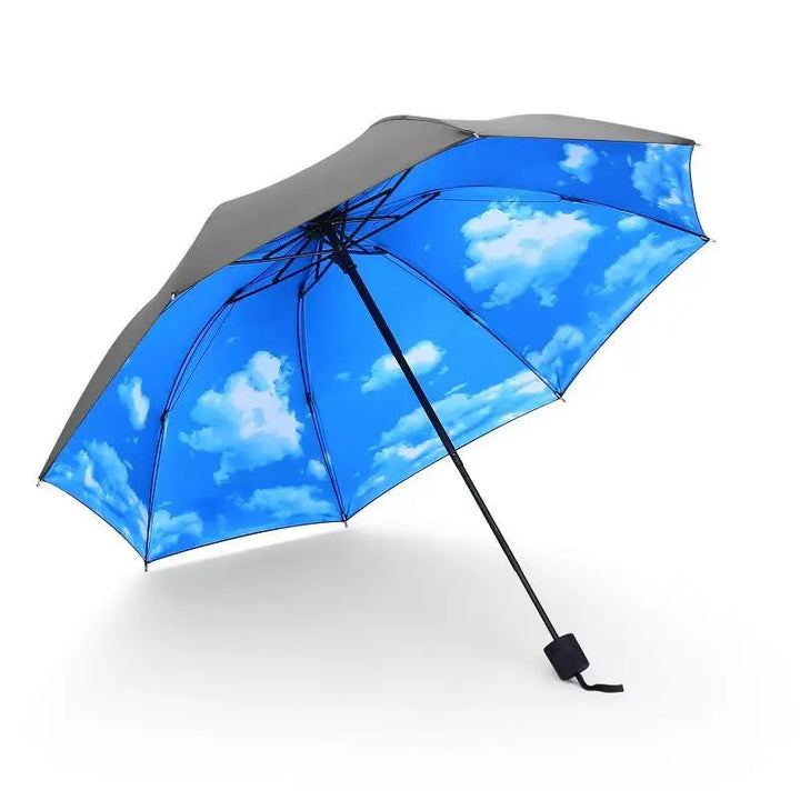 Blue Sky Umbrella – Anti-UV Folding Parasol with Cloud Print for Men & Women