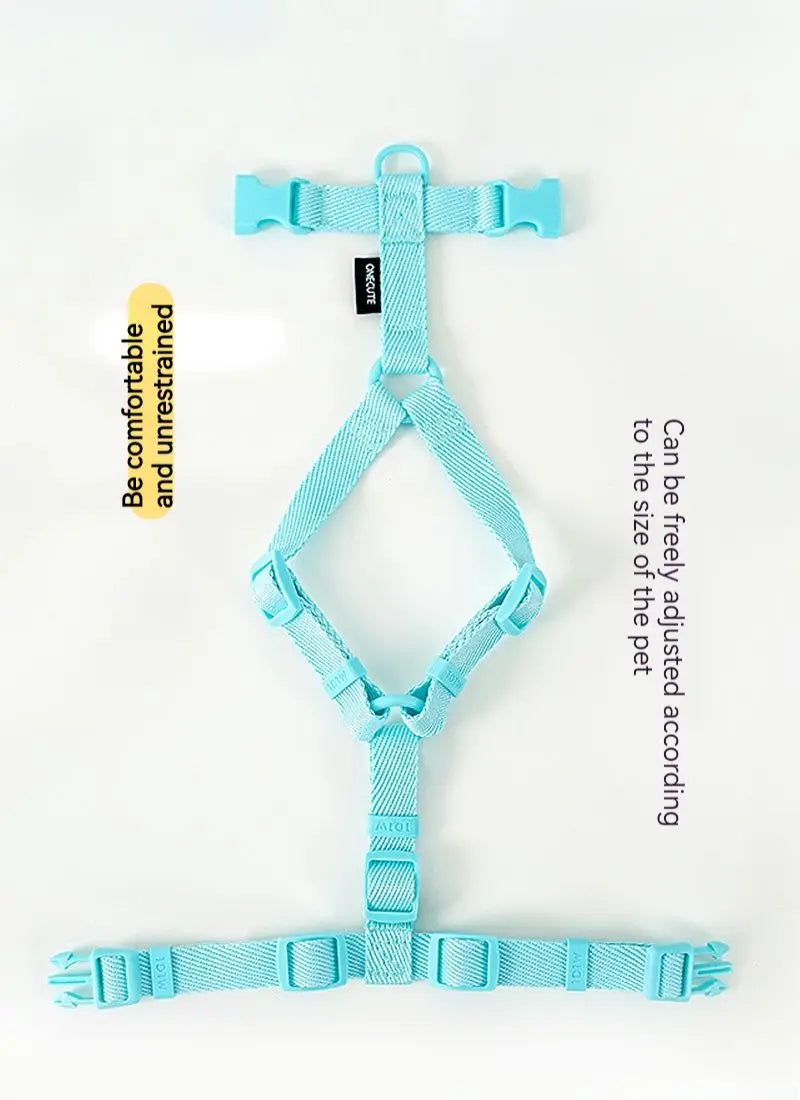 Adjustable Pet Harness Set – Reflective Macaron Style for Small Dogs & Cats