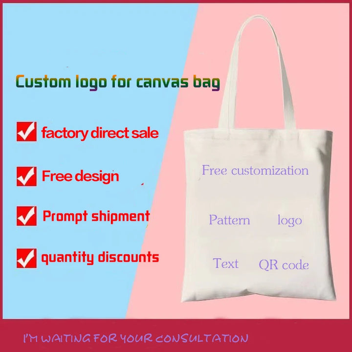 Custom Printed Logo Canvas Tote Bag Thickened 3D Linen Shopping Bag Eco-Friendly Wholesale Customizable Handbag