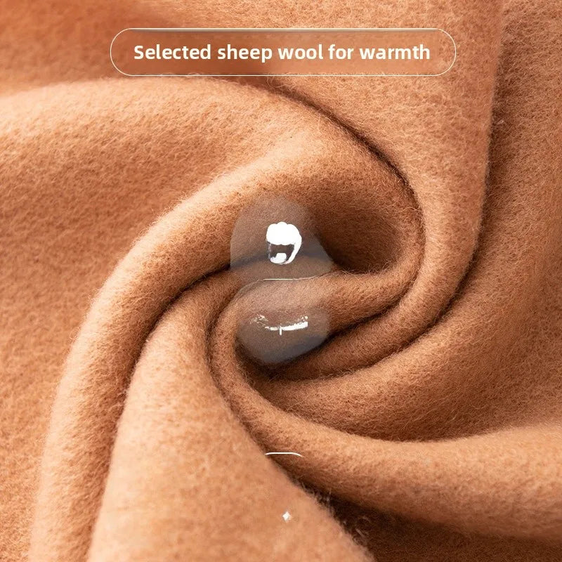 Ladies 100% Pure Wool Scarf Versatile Simple Design Warm Solid Color Shawl for Autumn Winter Commute