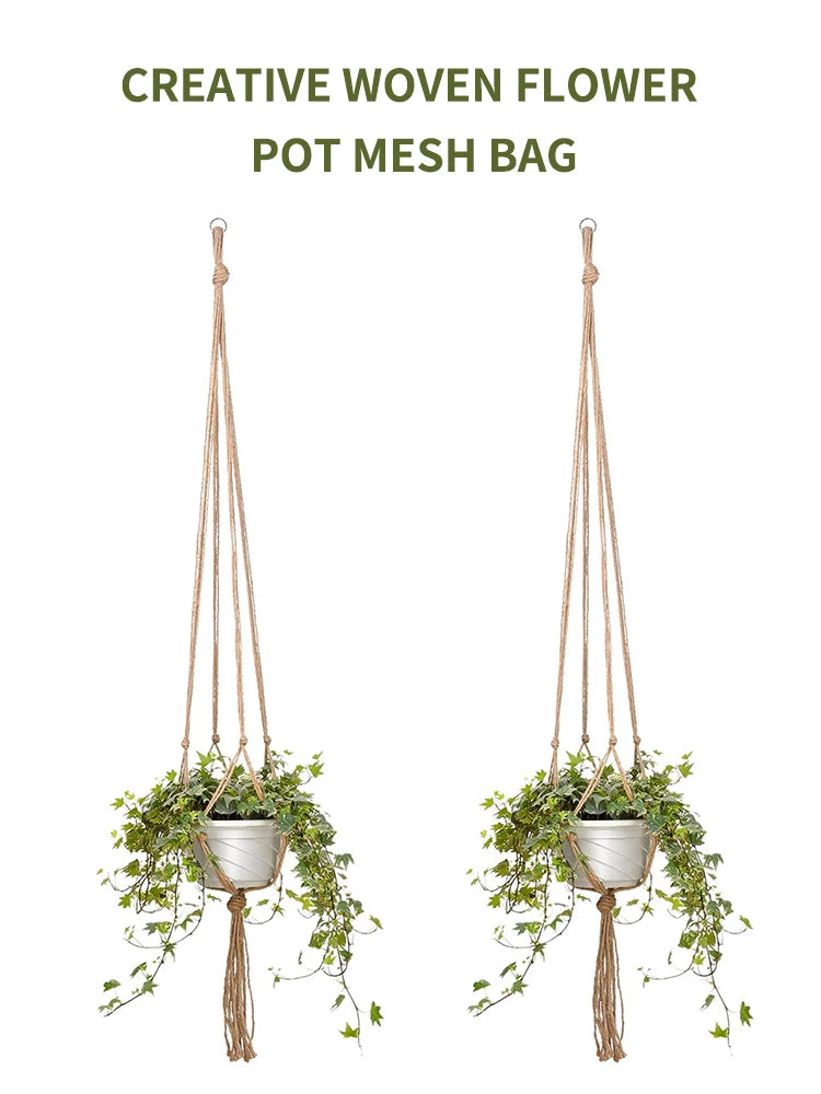 Hand-Woven Cotton Rope Plant Hanger – Indoor & Outdoor Boho Wall Decor