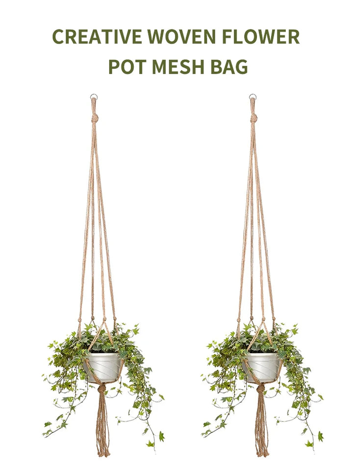 Hand-Woven Cotton Rope Plant Hanger – Indoor & Outdoor Boho Wall Decor