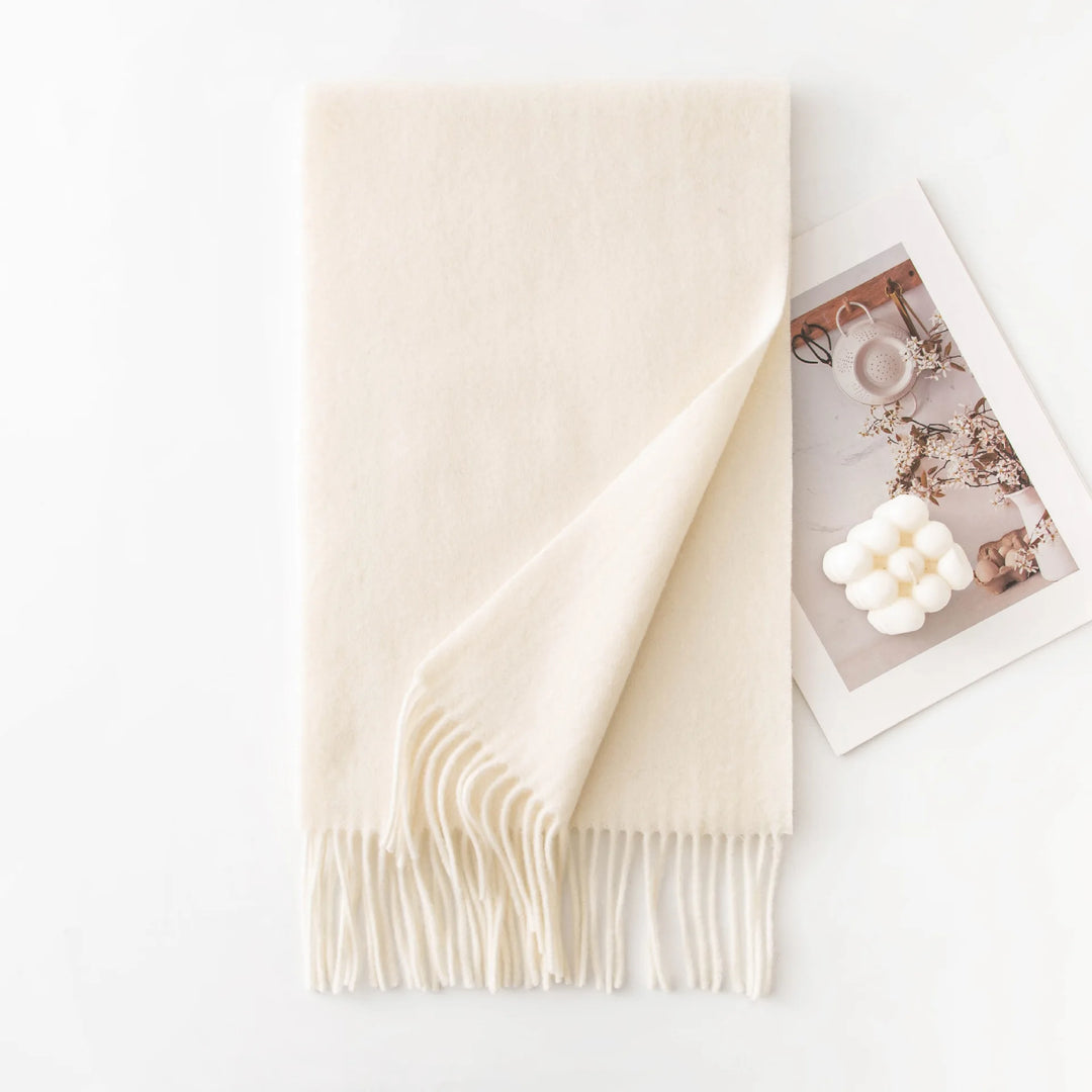 Ladies 100% Pure Wool Scarf Versatile Simple Design Warm Solid Color Shawl for Autumn Winter Commute