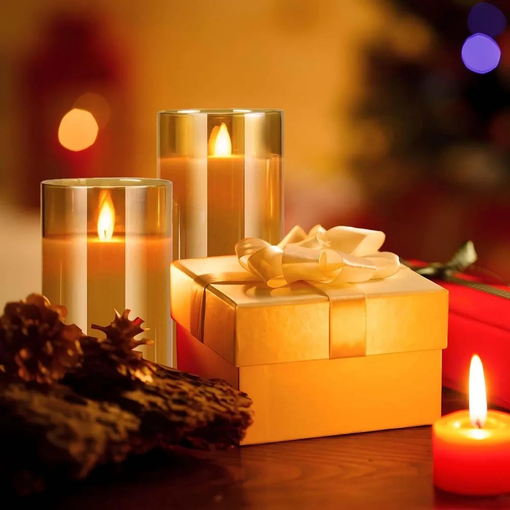 LED Acrylic Candle Set – Remote-Controlled Flameless Lights with Timer for Christmas & Weddings