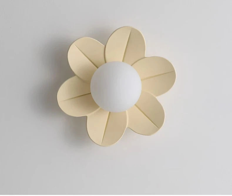 Petal Flower Wall Lamps for Children's Room Princess Bedroom Girl's Bedside Light Romantic LED Glass Flower Design Nursery Lighting
