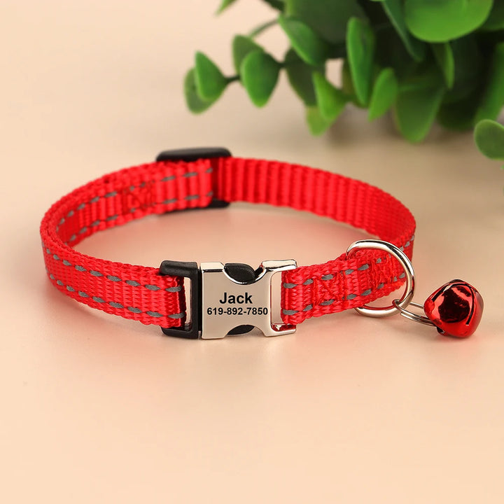 Personalized Cat Collar – Adjustable with Bell & Engraved ID Tag
