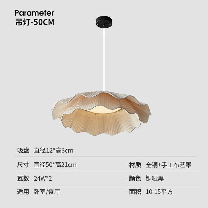 Arwen LED Wave Pendant Lamp White round Modern Nordic Design for Dining Room Study Bedroom Simple Artistic Wabi Sabi Style