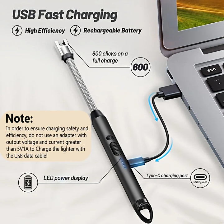 4PC USB Rechargeable Arc Lighters – 360° Flameless Windproof for Candles, BBQ & Camping