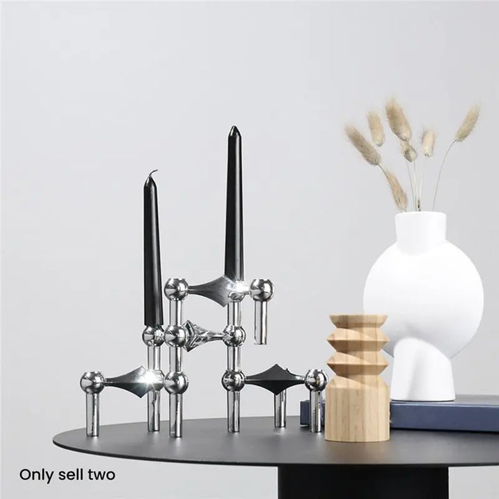 Nordic silver metal candle holder