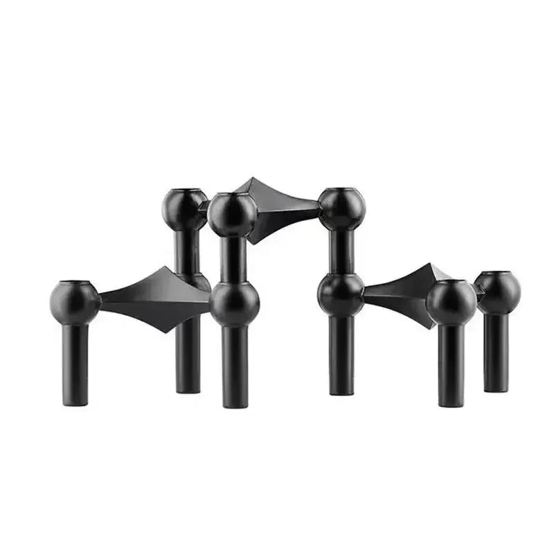 Nordic Silver Metal Molecular Structure Candle Holder Modern Style Stainless Steel Candelabra Living Room Centerpiece Decoration Gift