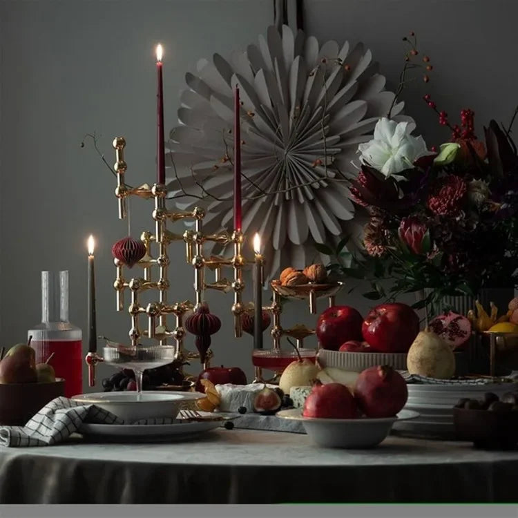 Nordic Silver Metal Molecular Structure Candle Holder Modern Style Stainless Steel Candelabra Living Room Centerpiece Decoration Gift