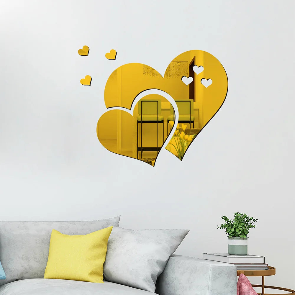 Acrylic Heart Wall Stickers – Self-Adhesive LOVE Decals for Wedding & Home Decor
