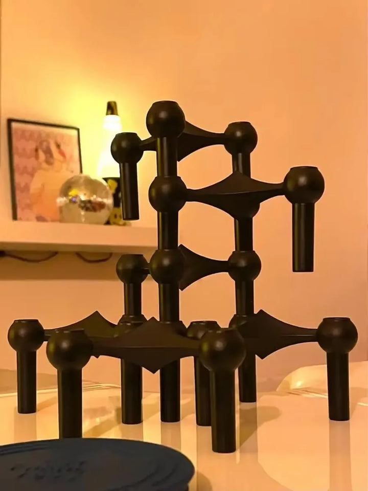 Nordic Silver Metal Molecular Structure Candle Holder Modern Style Stainless Steel Candelabra Living Room Centerpiece Decoration Gift