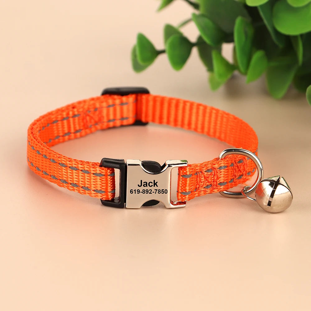 Personalized Cat Collar – Adjustable with Bell & Engraved ID Tag
