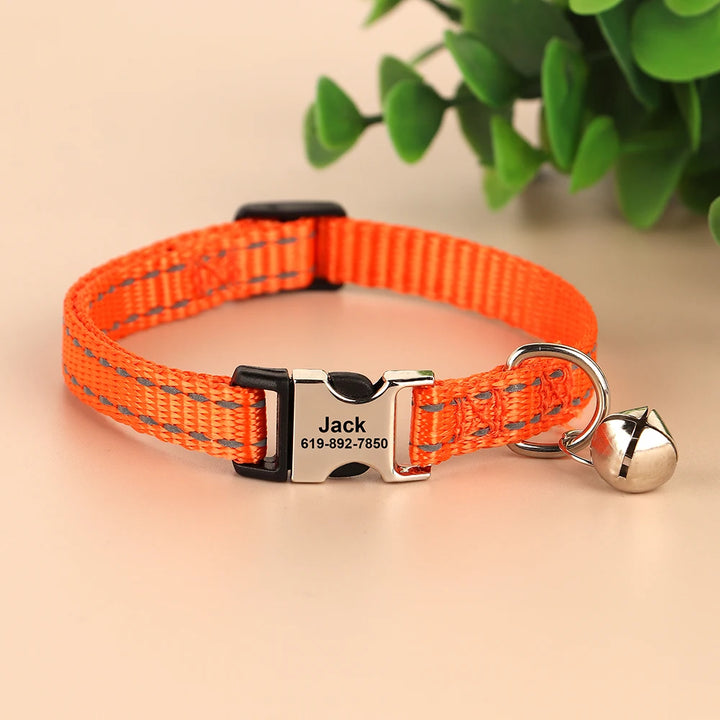 Personalized Cat Collar – Adjustable with Bell & Engraved ID Tag