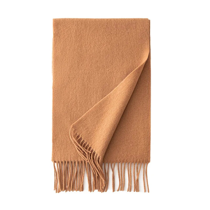 Ladies 100% Pure Wool Scarf Versatile Simple Design Warm Solid Color Shawl for Autumn Winter Commute