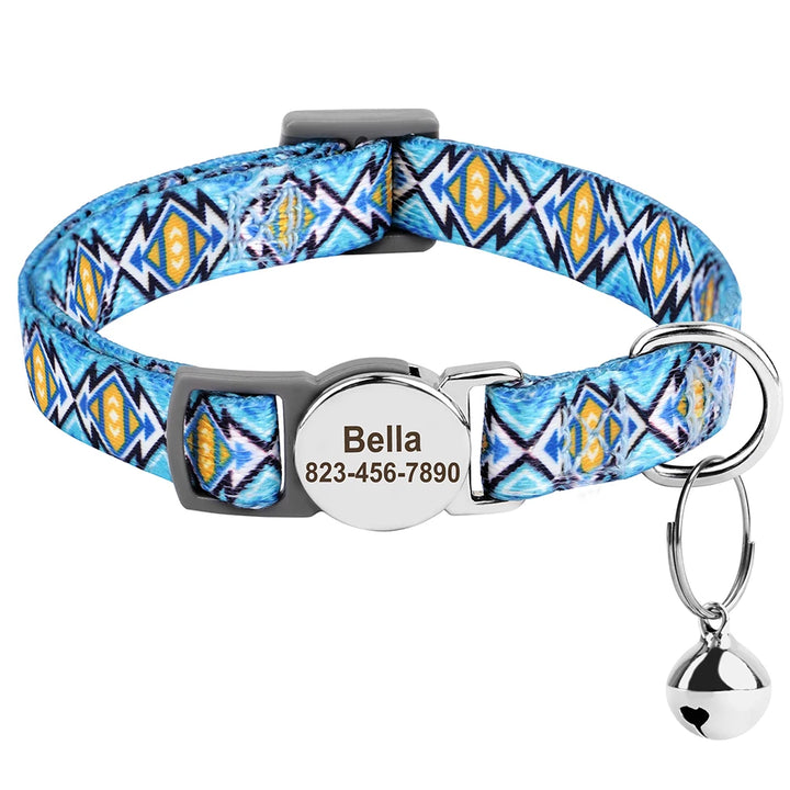 Personalized Cat Collar – Adjustable with Bell & Engraved ID Tag