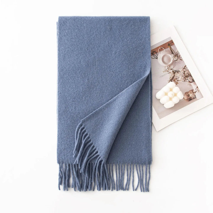 Ladies 100% Pure Wool Scarf Versatile Simple Design Warm Solid Color Shawl for Autumn Winter Commute