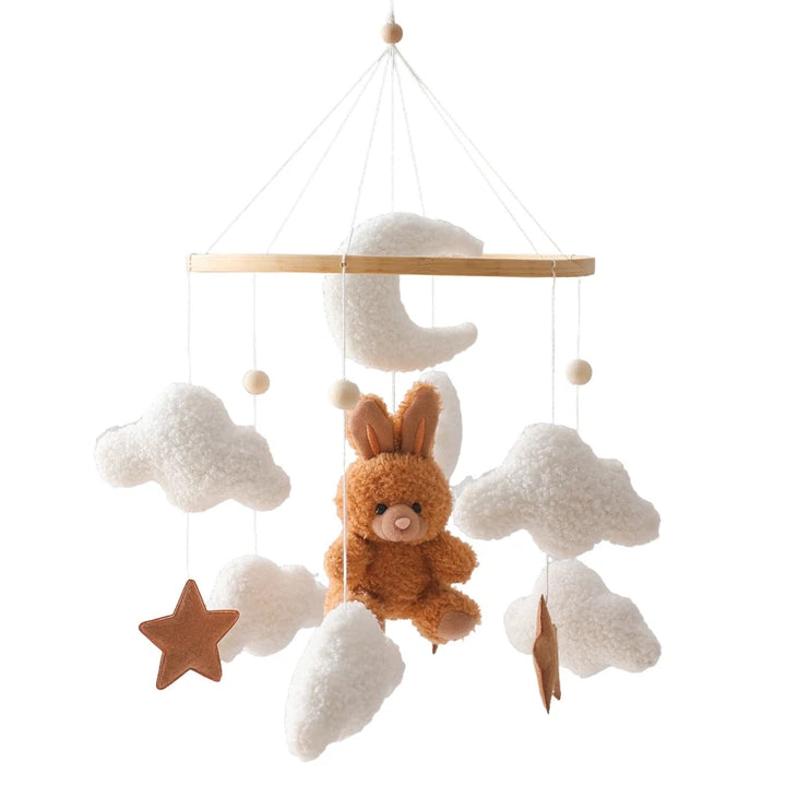 Cartoon Bear Crib Mobile – Soft Felt Music Bell for Newborns