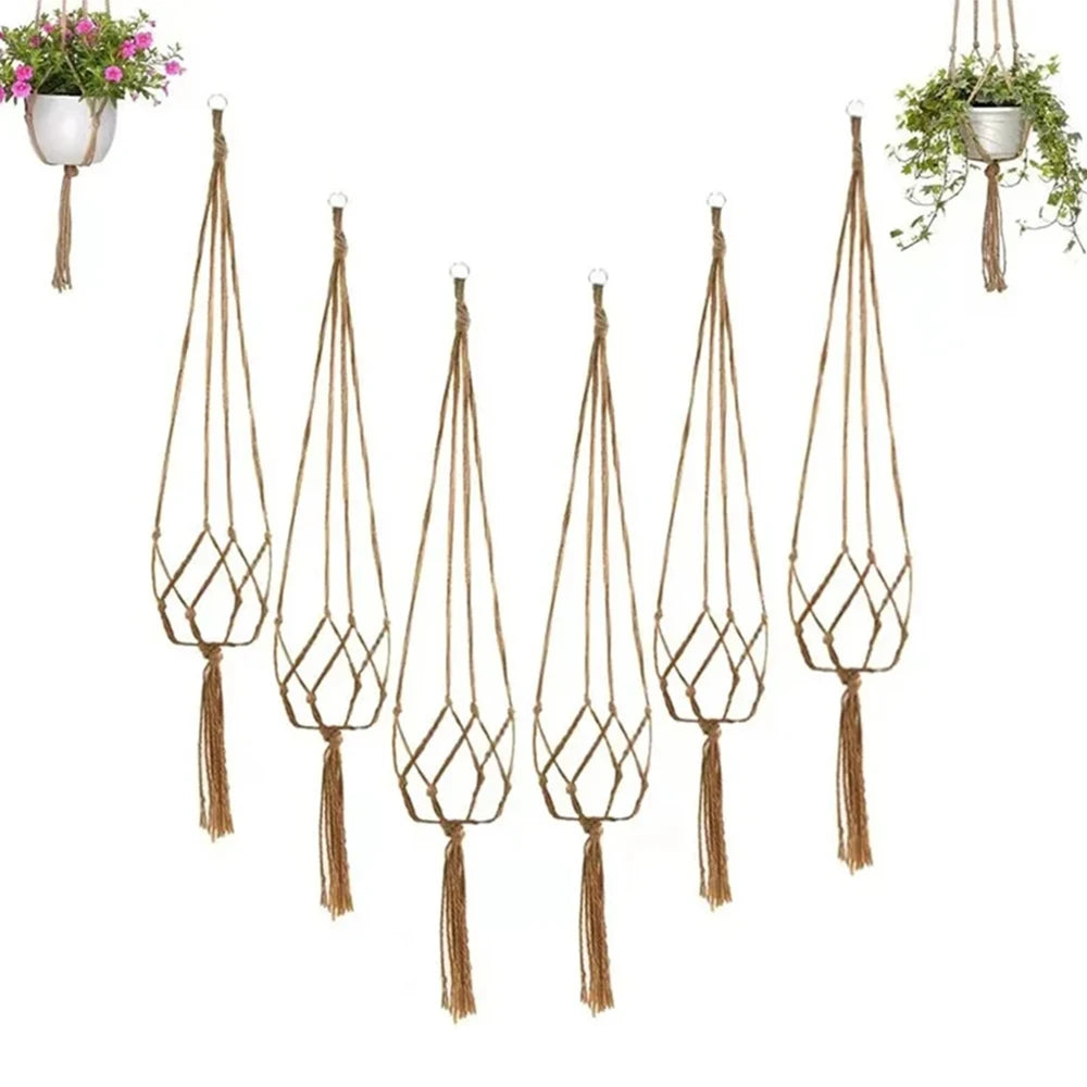 Hand-Woven Cotton Rope Plant Hanger – Indoor & Outdoor Boho Wall Decor