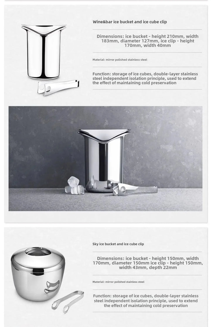 Stainless steel ice bucket