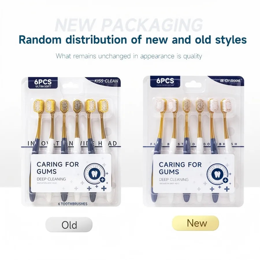 Soft Adult Toothbrush – Wide Head, Ultra-Fine Bristles for Gum Care & Travel