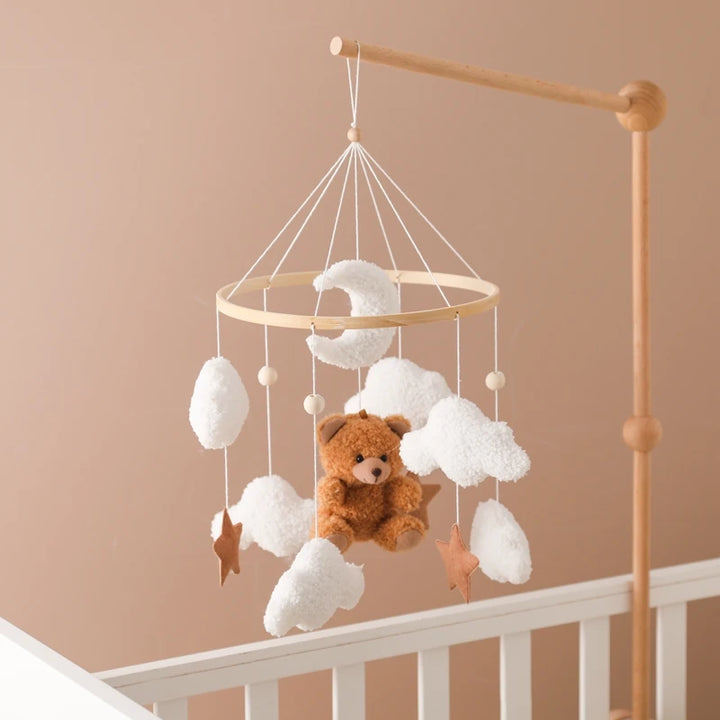 Cartoon Bear Crib Mobile – Soft Felt Music Bell for Newborns