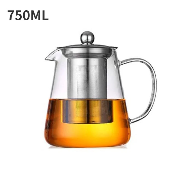Heat Resistant Glass Teapot 401-500ml with Stainless Steel Tea Strainer Infuser Kung Fu Tea Set for Puer Oolong Flower Kettle