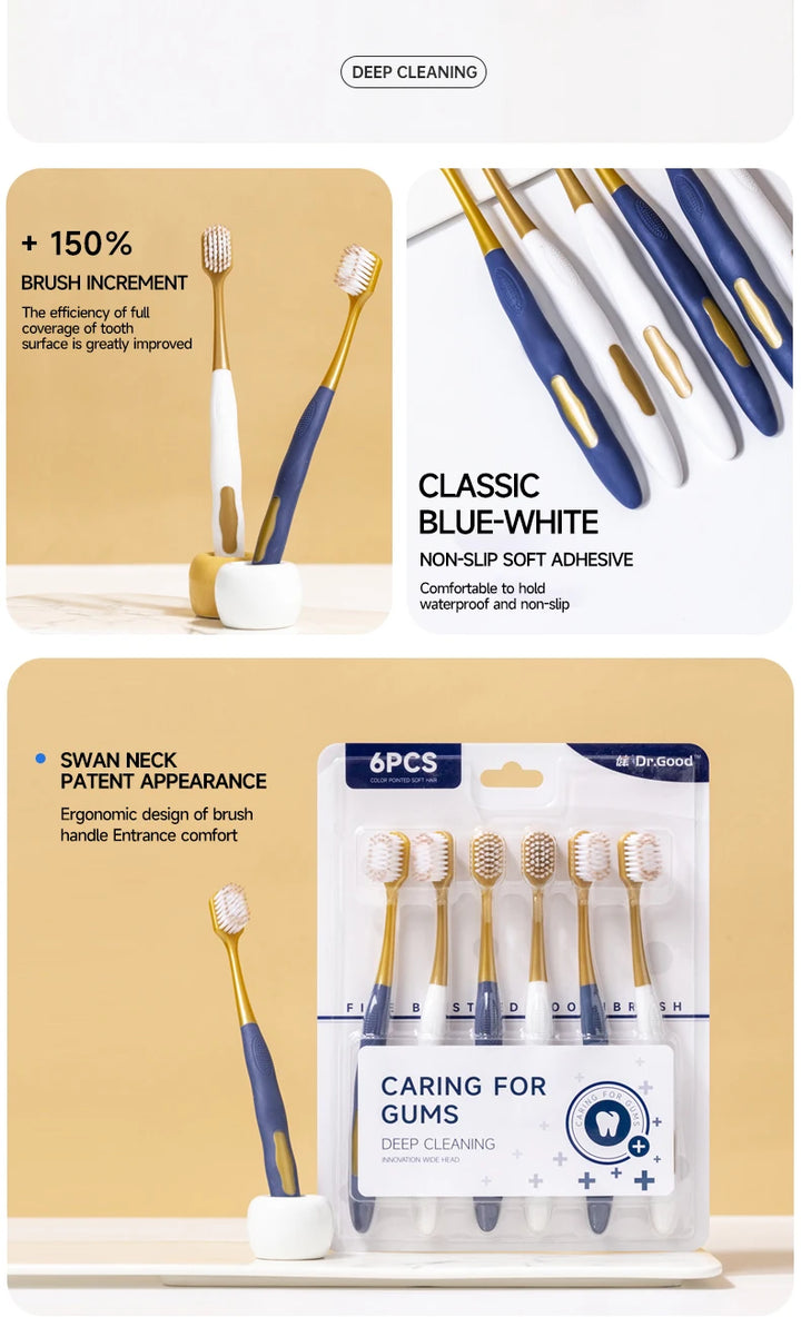 Soft Adult Toothbrush – Wide Head, Ultra-Fine Bristles for Gum Care & Travel