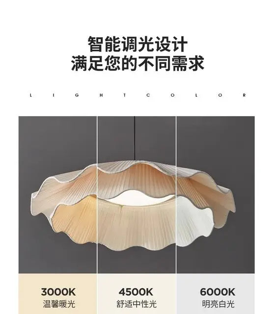 Arwen LED Wave Pendant Lamp White round Modern Nordic Design for Dining Room Study Bedroom Simple Artistic Wabi Sabi Style