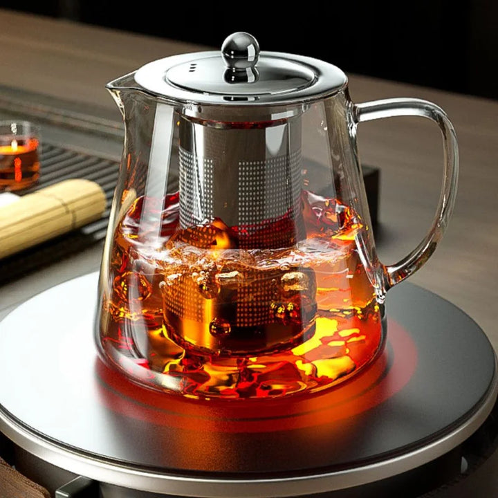 Heat Resistant Glass Teapot 401-500ml with Stainless Steel Tea Strainer Infuser Kung Fu Tea Set for Puer Oolong Flower Kettle