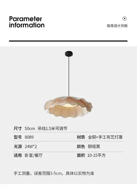 Arwen LED Wave Pendant Lamp White round Modern Nordic Design for Dining Room Study Bedroom Simple Artistic Wabi Sabi Style