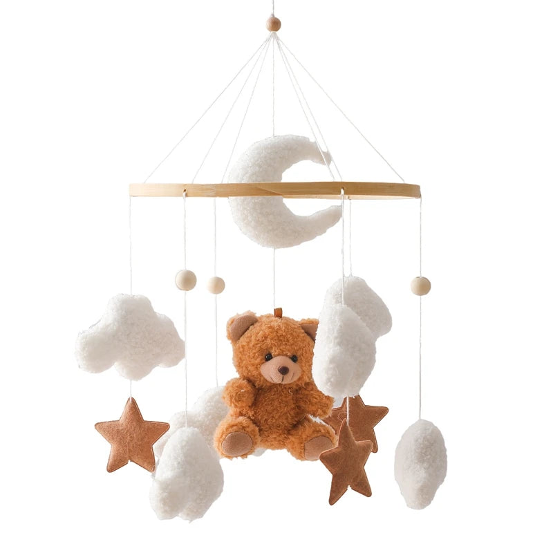 Cartoon Bear Crib Mobile – Soft Felt Music Bell for Newborns