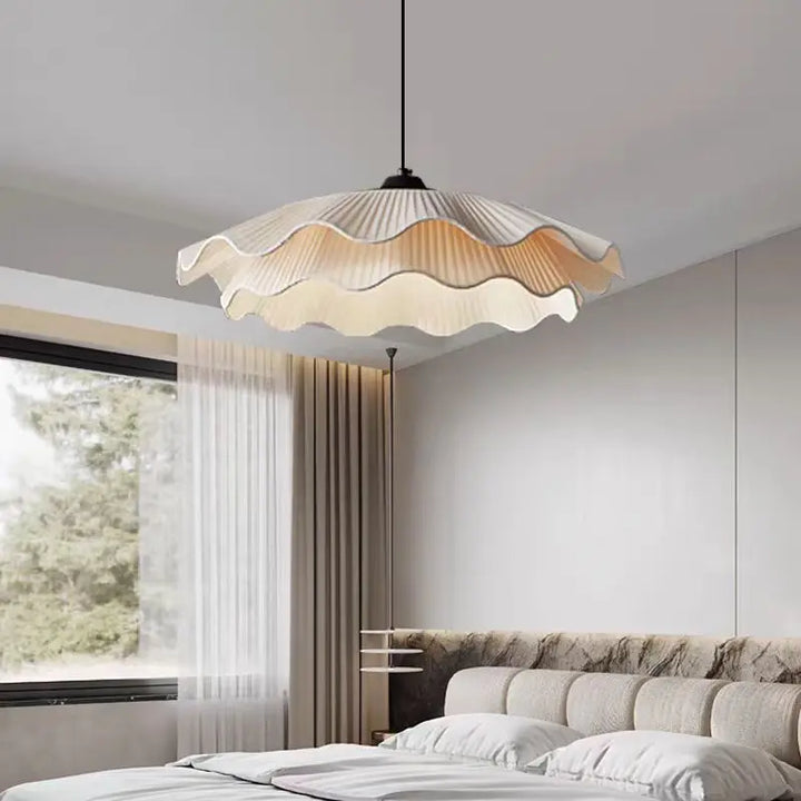 Arwen LED Wave Pendant Lamp White round Modern Nordic Design for Dining Room Study Bedroom Simple Artistic Wabi Sabi Style