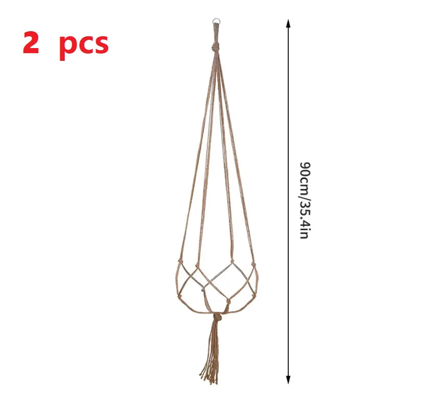 Hand-Woven Cotton Rope Plant Hanger – Indoor & Outdoor Boho Wall Decor