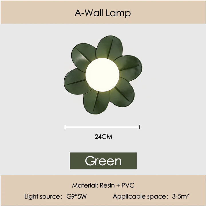Petal Flower Wall Lamps for Children's Room Princess Bedroom Girl's Bedside Light Romantic LED Glass Flower Design Nursery Lighting
