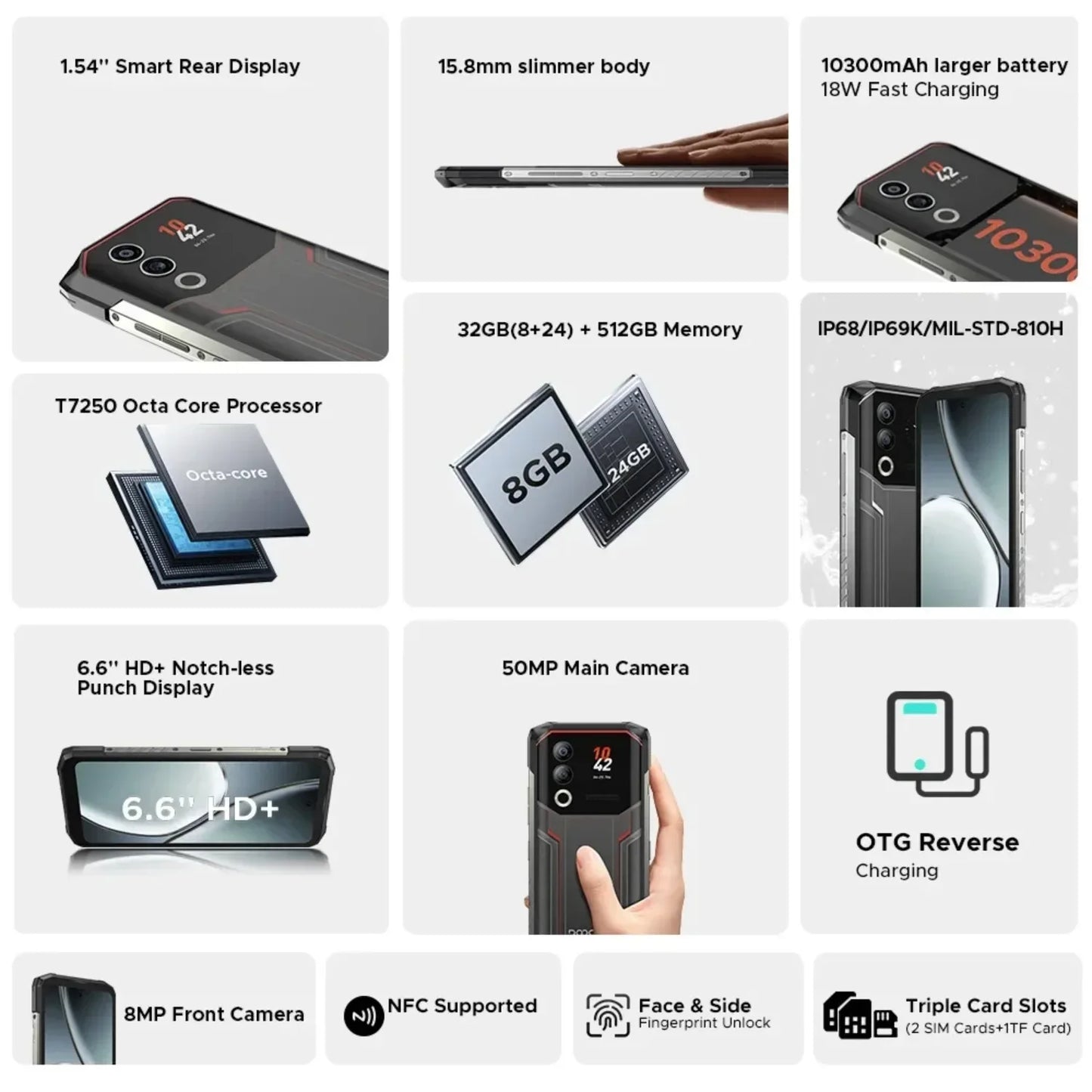 DOOGEE Blade 20 Ultra – Rugged Smartphone 512GB | 10300mAh Battery | Face ID & GPS