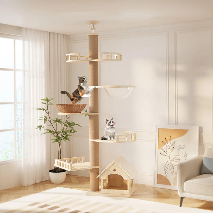 YXT Cat Tree – Floor-to-Ceiling Tower with Nest & Perch
